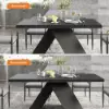 Picture of Farmhouse 160 - 200 cm Extendable Rectangular Black Dining Table, Seats 4–6