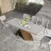 Farmhouse 160 - 200 cm Extendable Rectangular Concrete Gray Dining Table, Seats 4–6