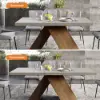 Farmhouse 160 - 200 cm Extendable Rectangular Concrete Gray Dining Table, Seats 4–6