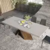 Farmhouse 200 - 240 cm Extendable Rectangular Concrete Gray Dining Table, Seats 6–8