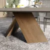 Farmhouse 200 - 240 cm Extendable Rectangular Concrete Gray Dining Table, Seats 6–8