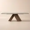 Farmhouse 200 - 240 cm Extendable Rectangular Concrete Gray Dining Table, Seats 6–8