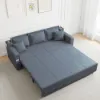 Modern 210 cm 3-Seater PU Leather Sleeper Sofa with Speaker & USB