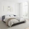 Modern 210 cm 3-Seater PU Leather Sleeper Sofa with Speaker & USB