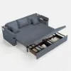 Modern 210 cm 3-Seater PU Leather Sleeper Sofa with Speaker & USB