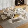 Silexa Modern 220 cm Rectangular Glossy Sintered Stone Dining Table, Seats 8