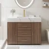 Modern 990mm Walnut Sintered Stone Top Bathroom Vanity Set