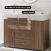 Modern 990mm Walnut Sintered Stone Top Bathroom Vanity Set