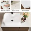 Modern 80 cm Floating Single Bathroom Vanity with Stone Resin Top, Ceramic Basin – Walnut – Faux Marble Vessel