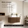 Modern 80 cm Floating Single Bathroom Vanity with Stone Resin Top, Ceramic Basin – Walnut – Faux Marble Vessel