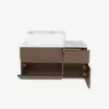 Modern 80 cm Floating Single Bathroom Vanity with Stone Resin Top, Ceramic Basin – Walnut – Faux Marble Vessel