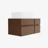 Modern 80 cm Floating Single Bathroom Vanity with Stone Resin Top, Ceramic Basin – Walnut – Faux Marble Vessel