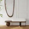 Picture of Walnut & Black Wooden Entryway Fleece Boucle Upholstered with Abstract Metal Legs