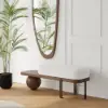 Picture of Walnut & Black Wooden Entryway Fleece Boucle Upholstered with Abstract Metal Legs
