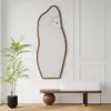 Picture of Walnut & Black Wooden Entryway Fleece Boucle Upholstered with Abstract Metal Legs