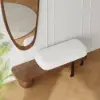 Picture of Walnut & Black Wooden Entryway Fleece Boucle Upholstered with Abstract Metal Legs