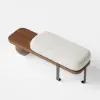 Picture of Walnut & Black Wooden Entryway Fleece Boucle Upholstered with Abstract Metal Legs