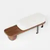 Picture of Walnut & Black Wooden Entryway Fleece Boucle Upholstered with Abstract Metal Legs