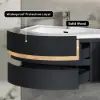 90 cm Floating Curved Bathroom Vanity Half-Circle Bathroom Cabinet Black