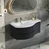 90 cm Floating Curved Bathroom Vanity Half-Circle Bathroom Cabinet Black