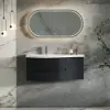 90 cm Floating Curved Bathroom Vanity Half-Circle Bathroom Cabinet Black
