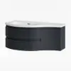 90 cm Floating Curved Bathroom Vanity Half-Circle Bathroom Cabinet Black