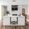 180 cm Modern White Sintered Stone Kitchen lsland with Wine Storage