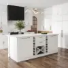 180 cm Modern White Sintered Stone Kitchen lsland with Wine Storage