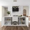 180 cm Modern White Sintered Stone Kitchen lsland with Wine Storage