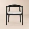 Acurv Black PU Leather Upholstery Dining Chair with Wooden Legs, 1 Piece – Curved Back Upholstered