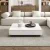 Modern 1000 mm Square Sintered Stone Block Coffee Table with 2 Drawers