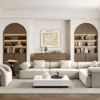 Modern 1000 mm Square Sintered Stone Block Coffee Table with 2 Drawers