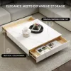 Modern 1000 mm Square Sintered Stone Block Coffee Table with 2 Drawers