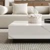 Modern 1000 mm Square Sintered Stone Block Coffee Table with 2 Drawers