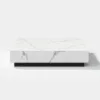 Modern 1000 mm Square Sintered Stone Block Coffee Table with 2 Drawers