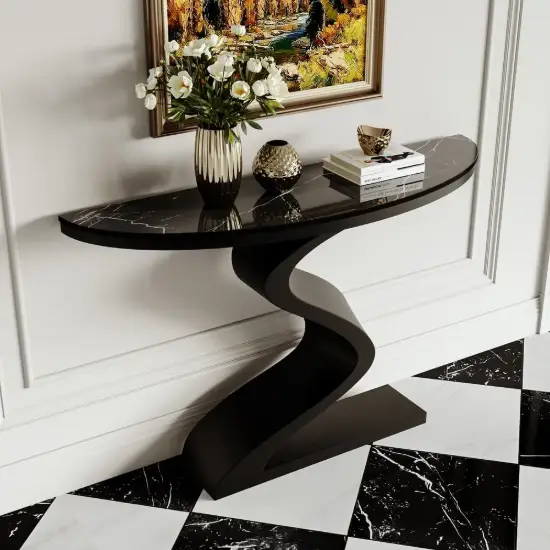 Modern 99 cm Demilune Console Table with Sintered Stone Top