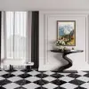 Modern 99 cm Demilune Console Table with Sintered Stone Top