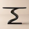Modern 99 cm Demilune Console Table with Sintered Stone Top