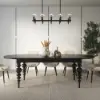 Mid-Century Modern 2007 mm - 2388 mm Extendable Black Oval Dining Table, Seats 6–10