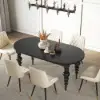 Mid-Century Modern 2007 mm - 2388 mm Extendable Black Oval Dining Table, Seats 6–10