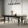 Mid-Century Modern 2007 mm - 2388 mm Extendable Black Oval Dining Table, Seats 6–10