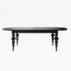 Mid-Century Modern 2007 mm - 2388 mm Extendable Black Oval Dining Table, Seats 6–10