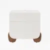 Curva Boucle 2-Drawer Bedside Table with Walunt Wood Legs and USB Port, Set of 2