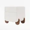 Curva Boucle 2-Drawer Bedside Table with Walunt Wood Legs and USB Port, Set of 2