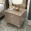 Modern Champagne Gold 2-Drawer Nightstand, Set of 2