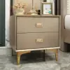 Modern Champagne Gold 2-Drawer Nightstand, Set of 2