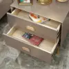 Modern Champagne Gold 2-Drawer Nightstand, Set of 2