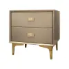 Modern Champagne Gold 2-Drawer Nightstand, Set of 2