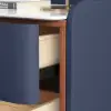 Deep Blue Leather 2-Drawer Nightstand with Sintered Stone Top, Set of 2