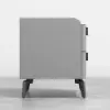 Grey Leather 2-Drawer Nightstand with Sintered Stone Top, Set of 2